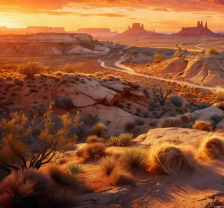 Cinematiczny zachodni pejzaż z gry Far Far West, podkreślający klimat gameplayu