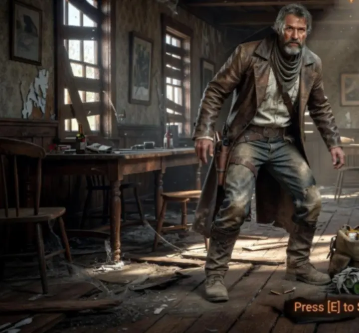 Scena z intensywnej rozgrywki survivalowej w Far Far West z walką na tle pustyni